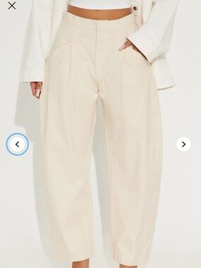 Fashion Nova Women's Barrel Leg Pants in Cream